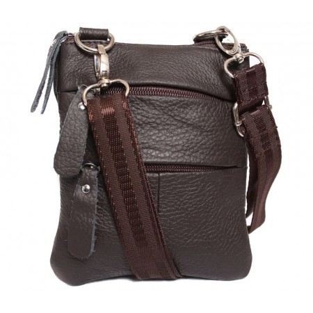 Кожаная мужская сумка кошелек через плечо коричневая барсетка 8s300150 Польша
