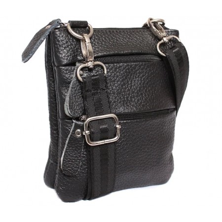 Кожаная мужская сумка кошелек через плечо черная барсетка 8s300149 Польша