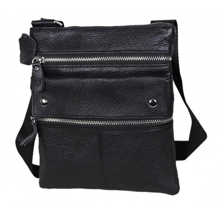 Кожаная мужская сумка через плечо черная привлекательная барсетка планшет 8s302BL Польша